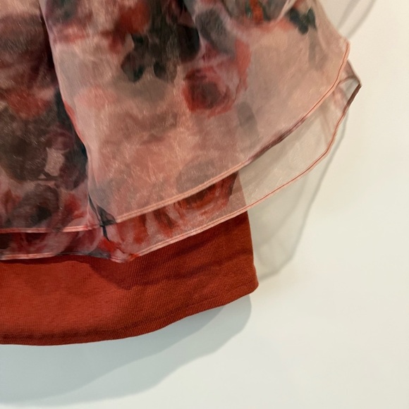 Anthropologie DOLAN Tiered Organza Floral Chiffon Off-Shoulder Top - Picture 11 of 12